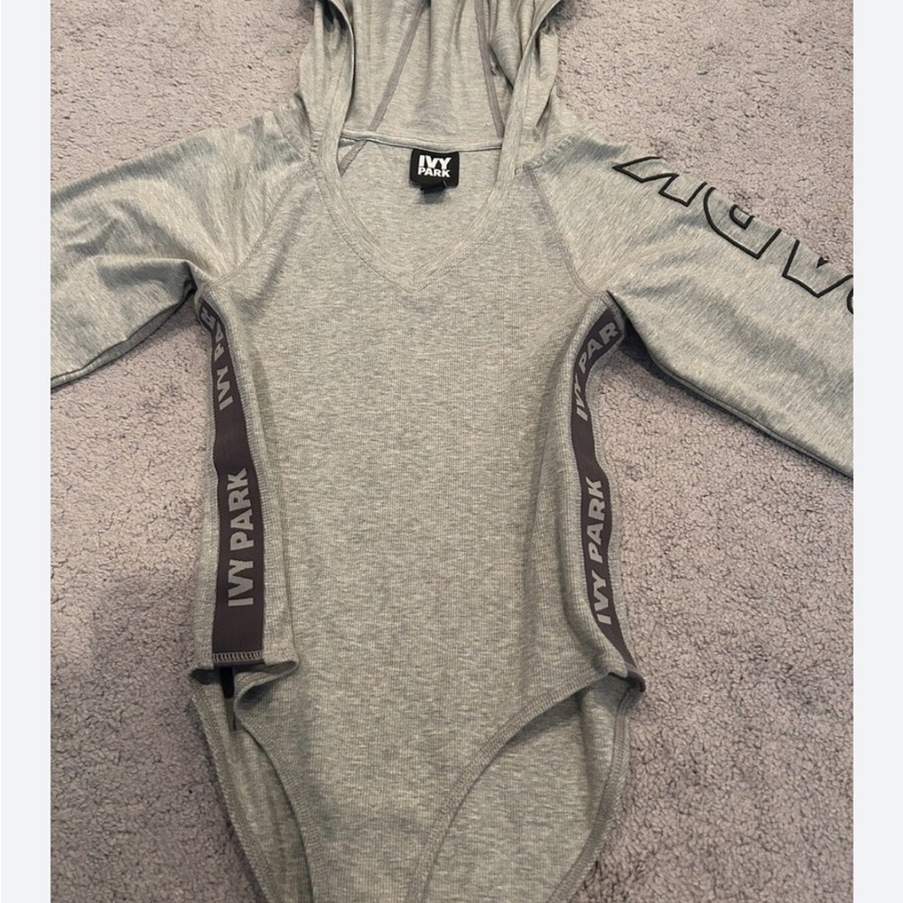 Ivy Park Women’s Gray Hooded One-Piece bodysuit